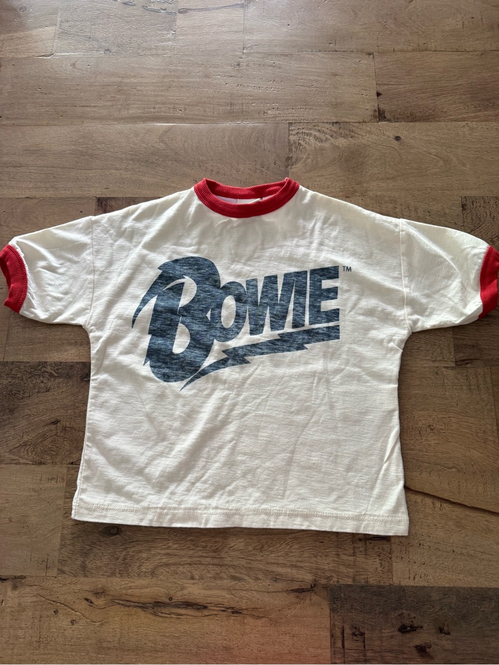Zara White & Red Bowie Graphic Ringer Tee size 2 years